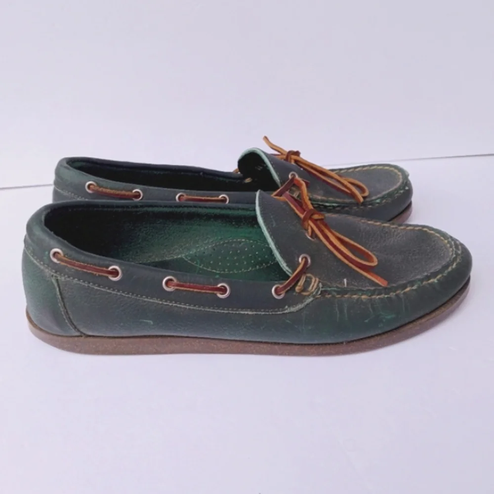Allen Edmonds Green Northland Classic Green Leather Boat Shoes